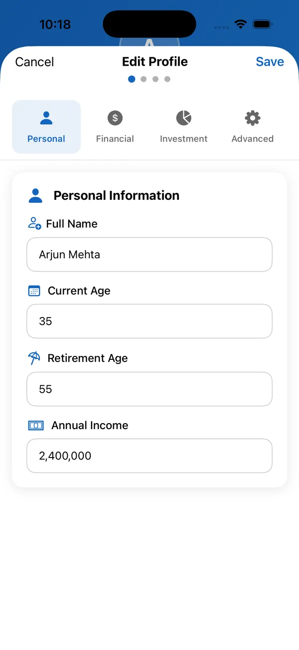 Profile edit form